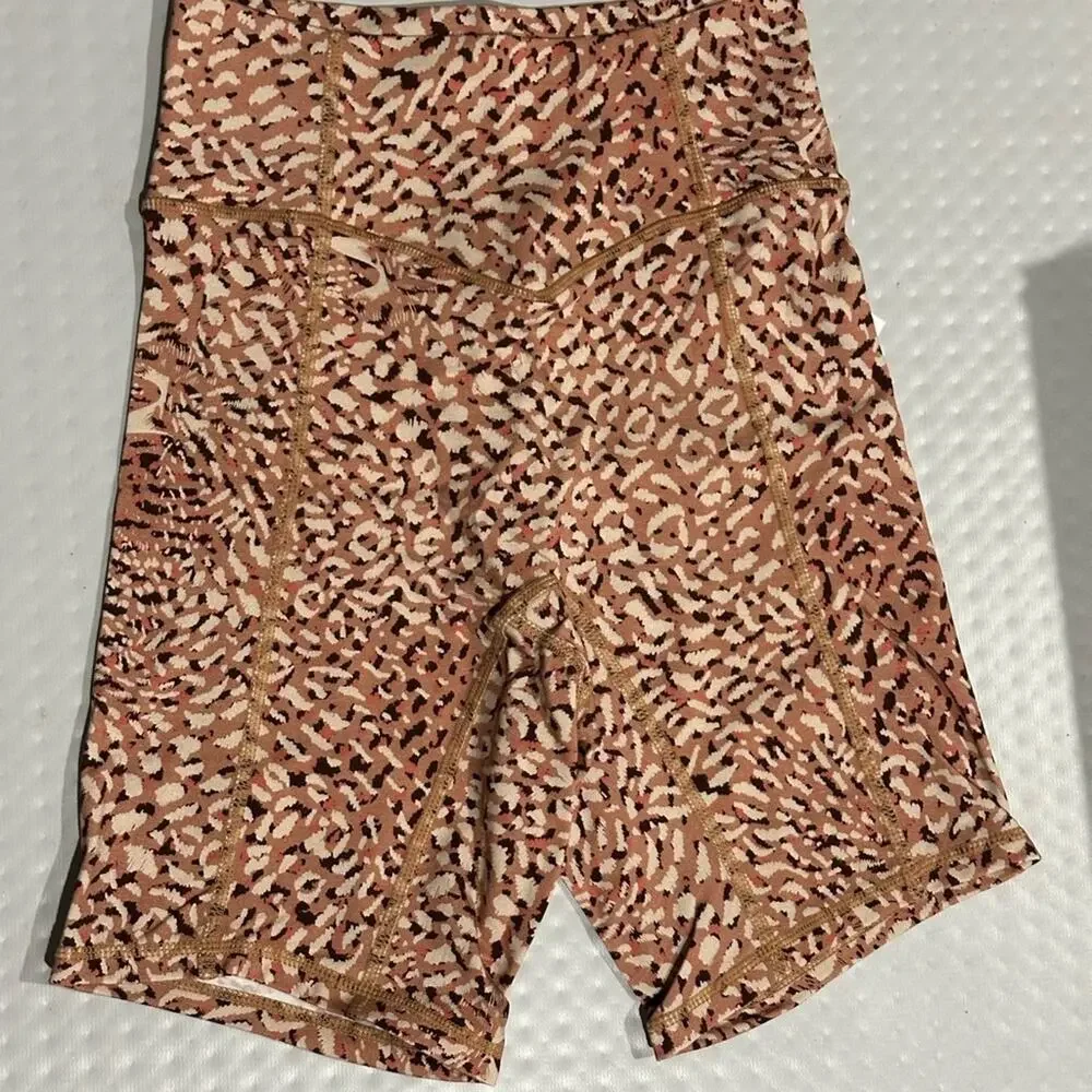 SET MARIIA Eco Bamboo Organic Cotton Animal Print Knot Crop Top Biker Short AXS